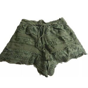 Free People Beach Daze Green Lace Shorts